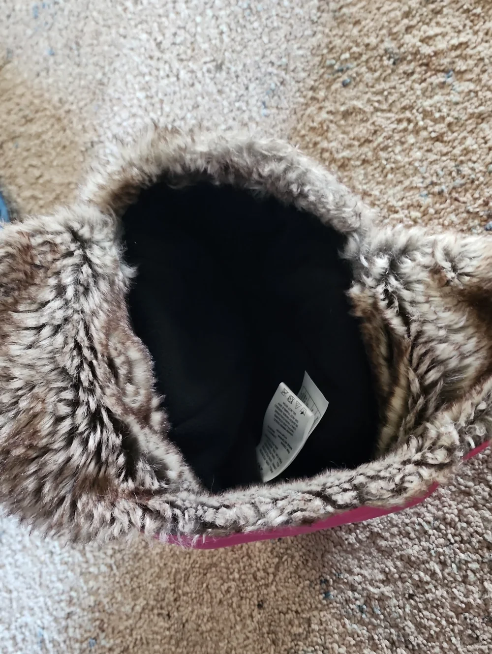 Kids Pink Faux Fur Trapper Hat